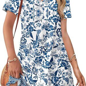 Dresses for Women 2025 Casual Summer V Neck Wedding Guest Dress Short Sleeve Fas